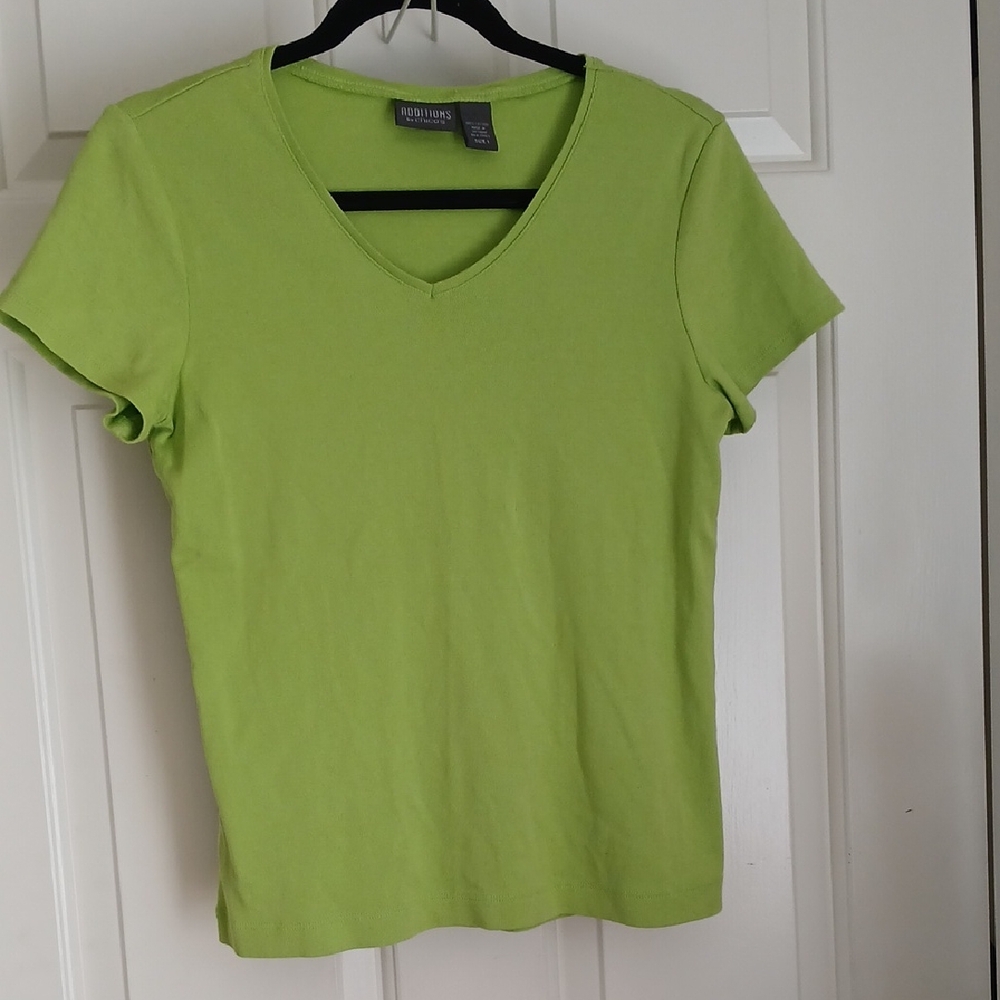 Chico's Lime Green V-Neck Short Sleeve Tee